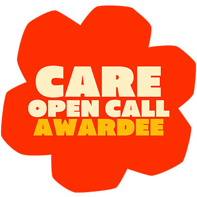 CARE Open Call Awardee badge, recognising selected winning artworks in the 2026 climate action initiative.